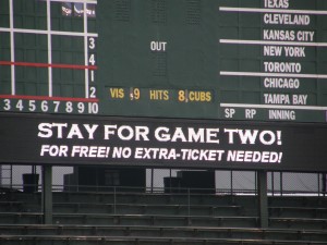 STAY FOR GAME TWO! FOR FREE! STAY FOR GAME TWO! FOR FREE!